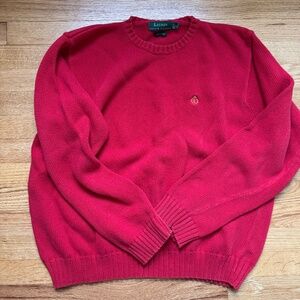 LAUREN Ralph Lauren mens red  cotton crew neck sweater size large.